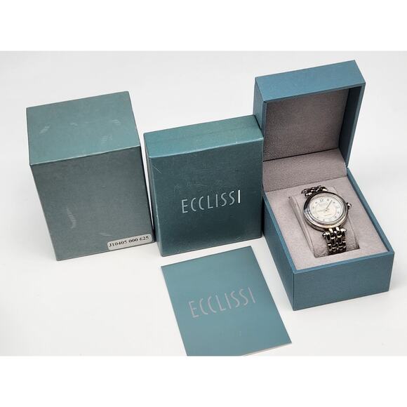 Ecclissi Women 33250 Sterling Silver MOP Dial Round Quartz Analog Watch 34mm NOS - Picture 1 of 16